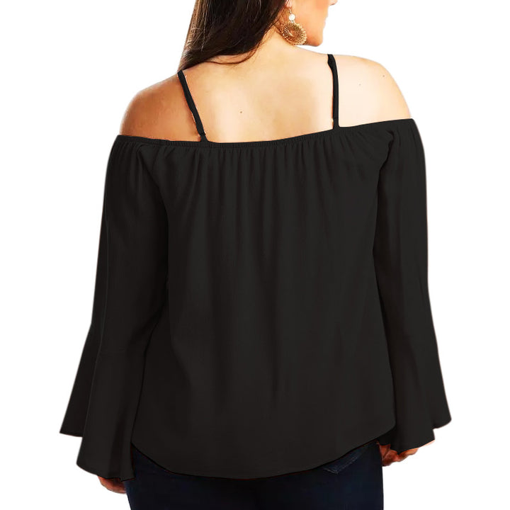 Dame Offshoulder Bluse med spidse accenter og vide ærmer Stilla