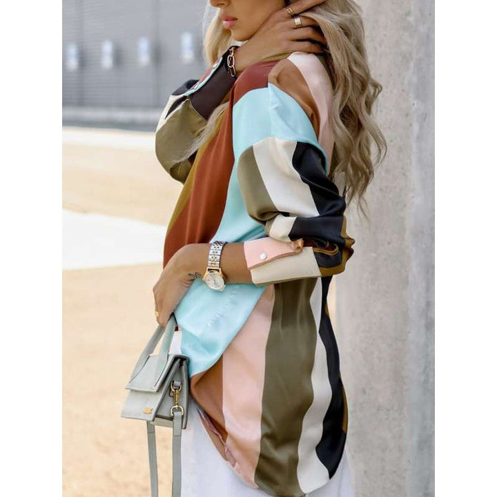 Dame Oversized Bluse med elegant blomsterdesign Stilla