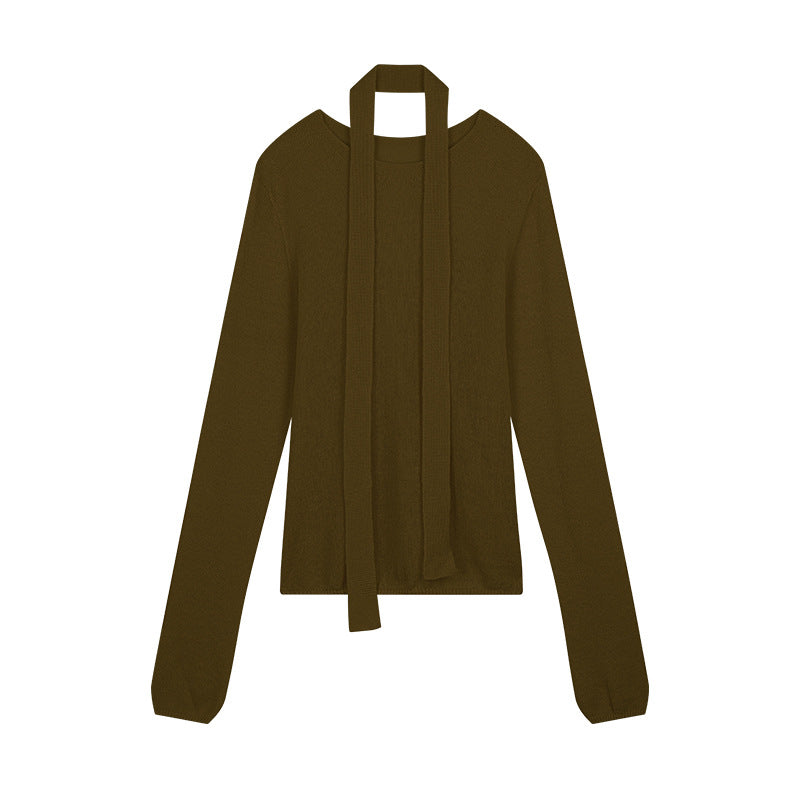 Dame elegant strikpullover med moderne slidsekrave og fin struktur Stilla