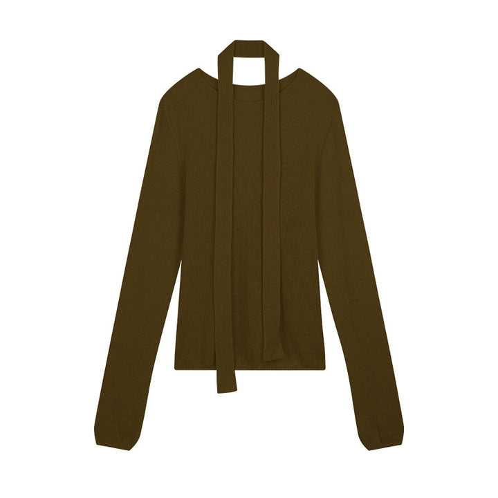 Dame elegant strikpullover med moderne slidsekrave og fin struktur Stilla