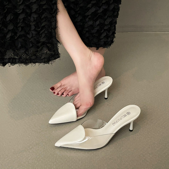 Dame elegante transparente pumps med moderne spidse tå og delikat plateau Stilla