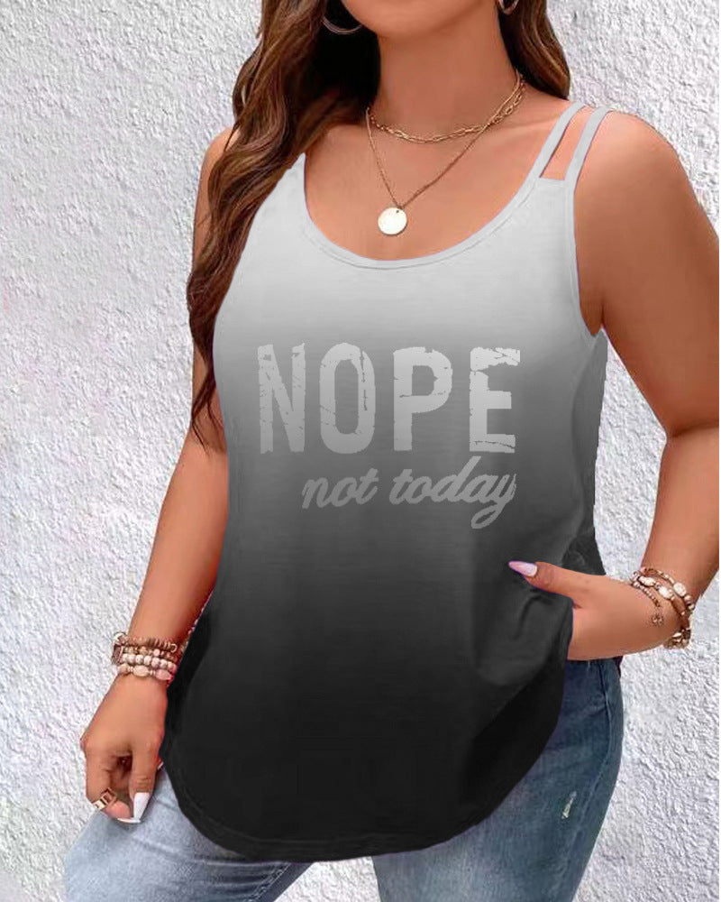 Dame afslappet tanktop med moderne ombre-effekt og sjovt statement Stilla