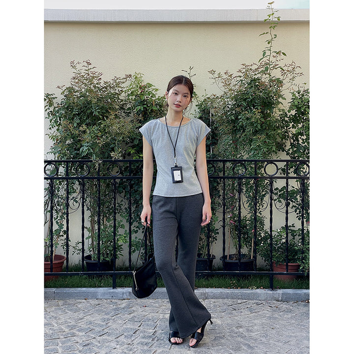 Dame Bred High-Waist-Bukser med afslappet snit og elastisk talje Stilla