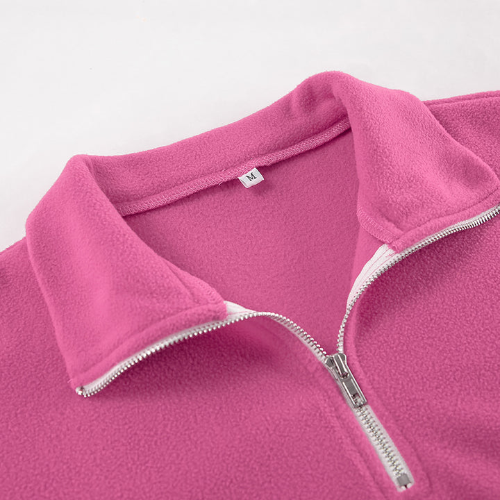 Dame oversized fleece-trøje med lynlås og høj krave Stilla