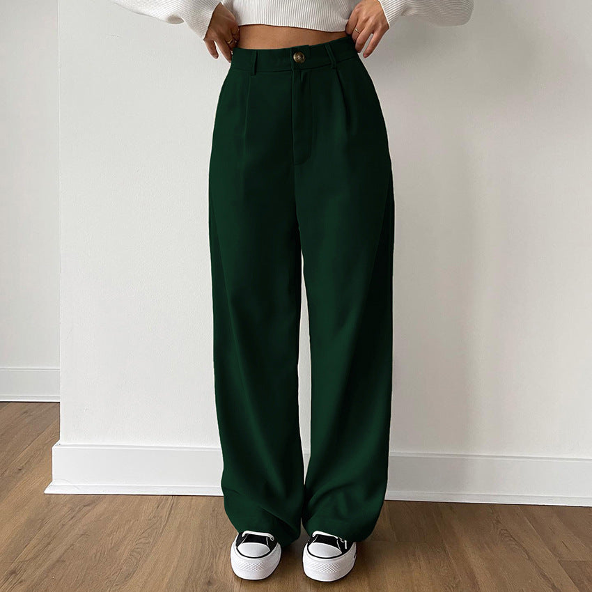 Dame bred chinos med høj talje og elegant plissering Stilla