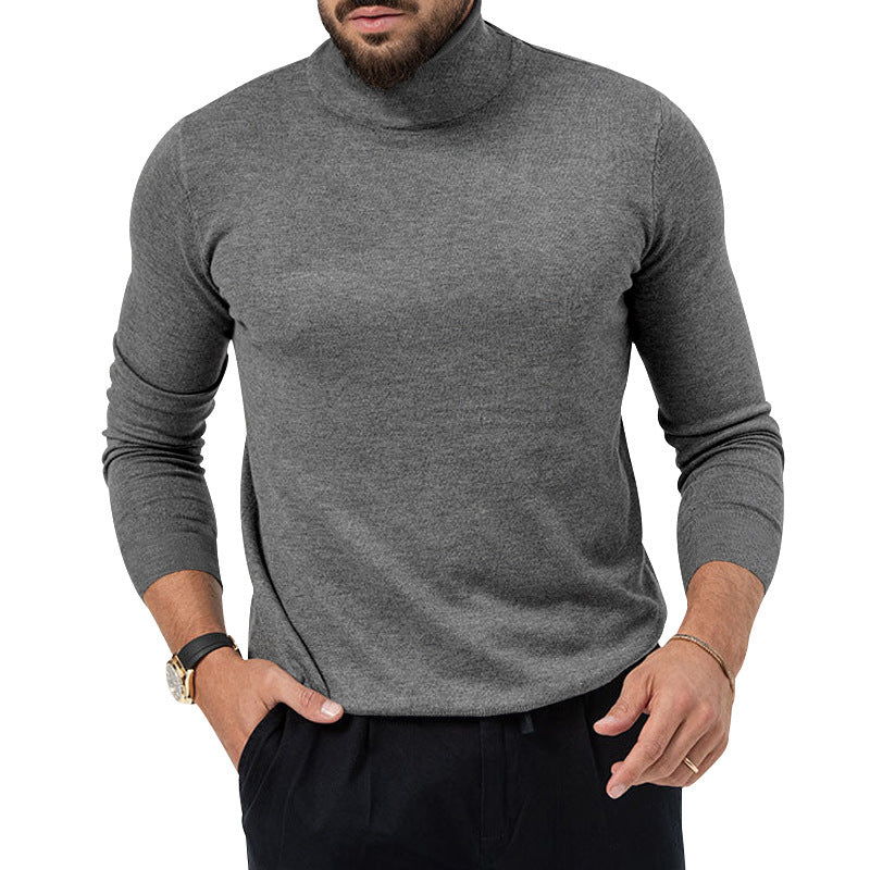 Herrer høj afsluttende strikket sweater med fin tekstur Stilla