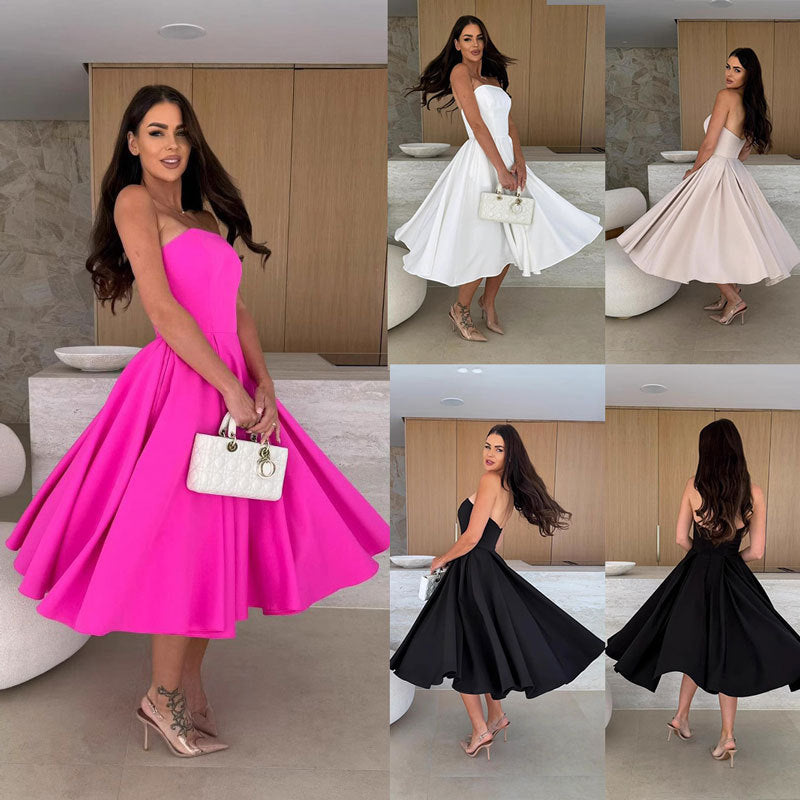 Dame Strapless A-formet Midi-kjole Stilla