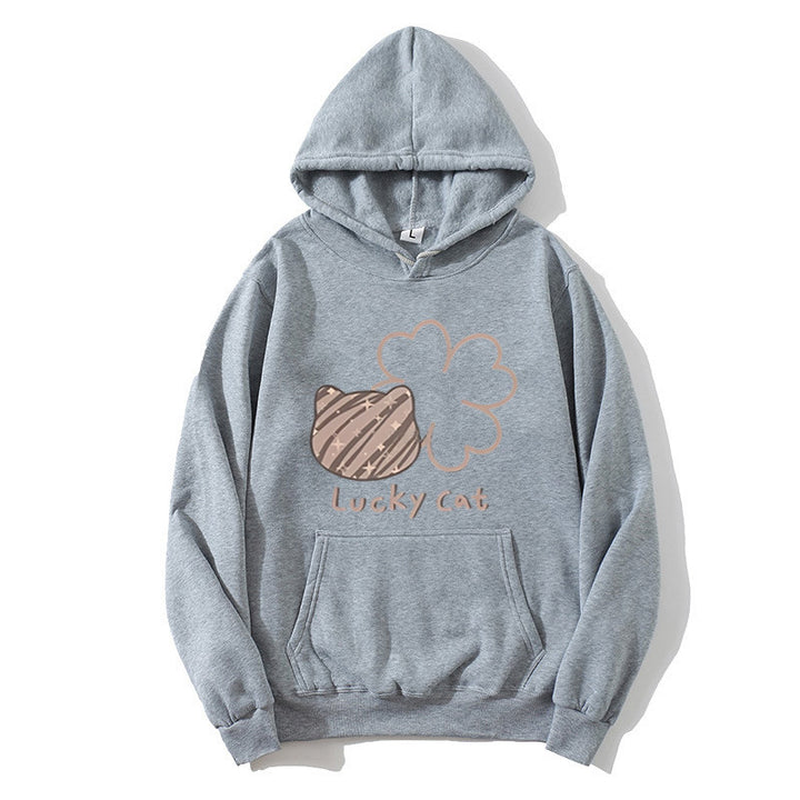 Kvinders hoodie med kreativ kat design og heldig motiv Skovae