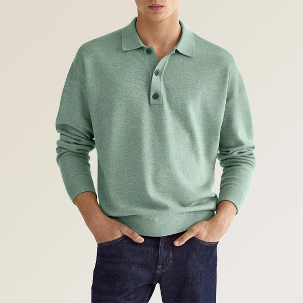 Herre polo T-shirt lavet af blødt strikstof med knaplukning og afslappet snit Stilla