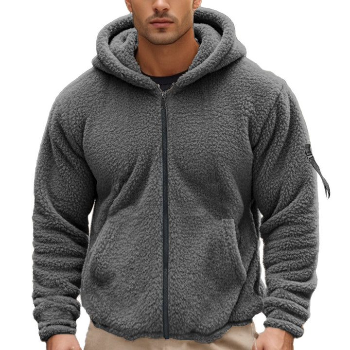 Herrer fleece hoodie med fuld lynlås og praktiske lommer Stilla