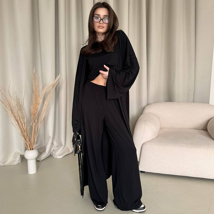 Dame Lounge-sæt med let oversized bluse og bredt bukseben Stilla