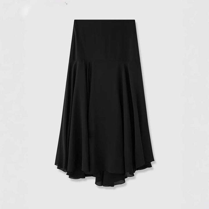 Dame elegant midikjole med flydende snit og asymmetrisk kant Stilla