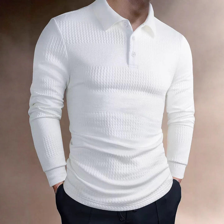 Herren nan tailleret vaffelstrik-polo shirt med klassisk polo krave Skovae