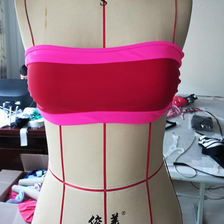Dame bandeau-bikini med kontrasterende farver Skovae