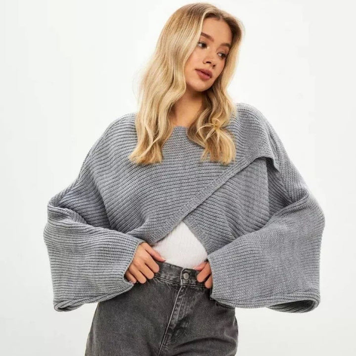 Kvinders afslappede cropped strikket sweater med løstsiddende pasform Stilla