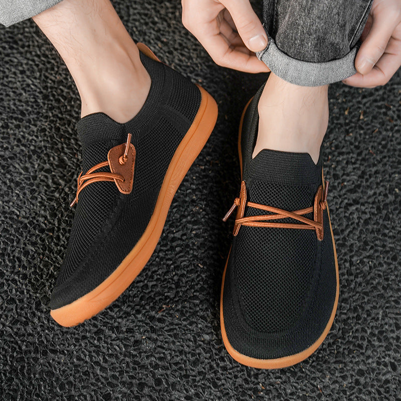 Herrer nan åndbar strik-sudersneaker med elastisk indgange og dämpende let sål Skovae