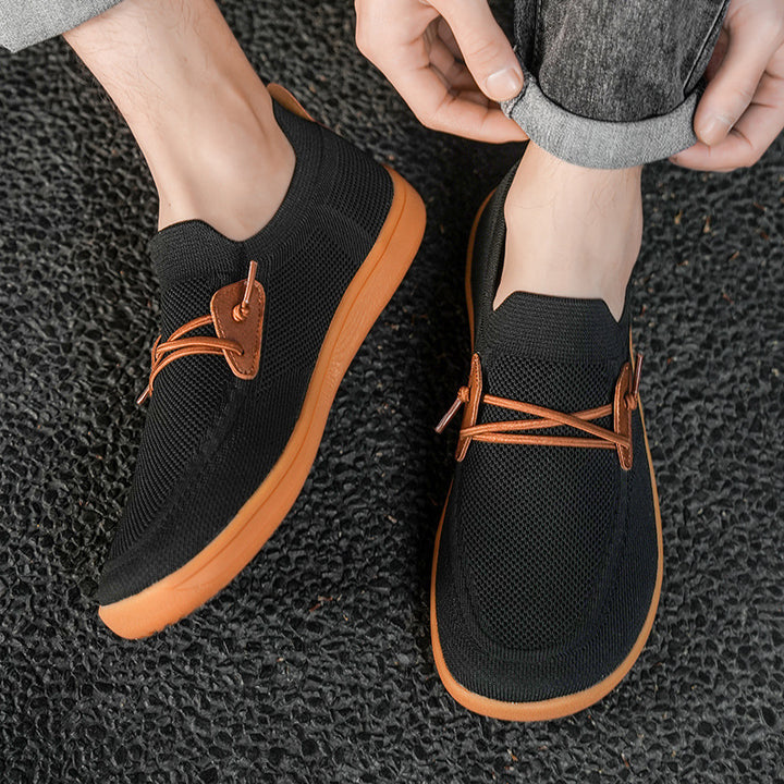 Herrer nan åndbar strik-sudersneaker med elastisk indgange og dämpende let sål Skovae