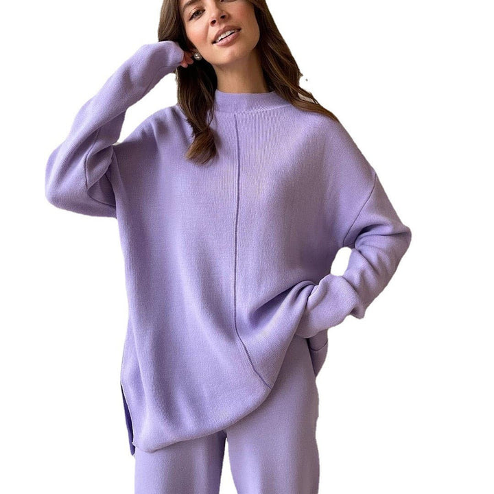 Dame Strik-Loungewear-Sæt med løstsiddende snit og afslappet stil Stilla