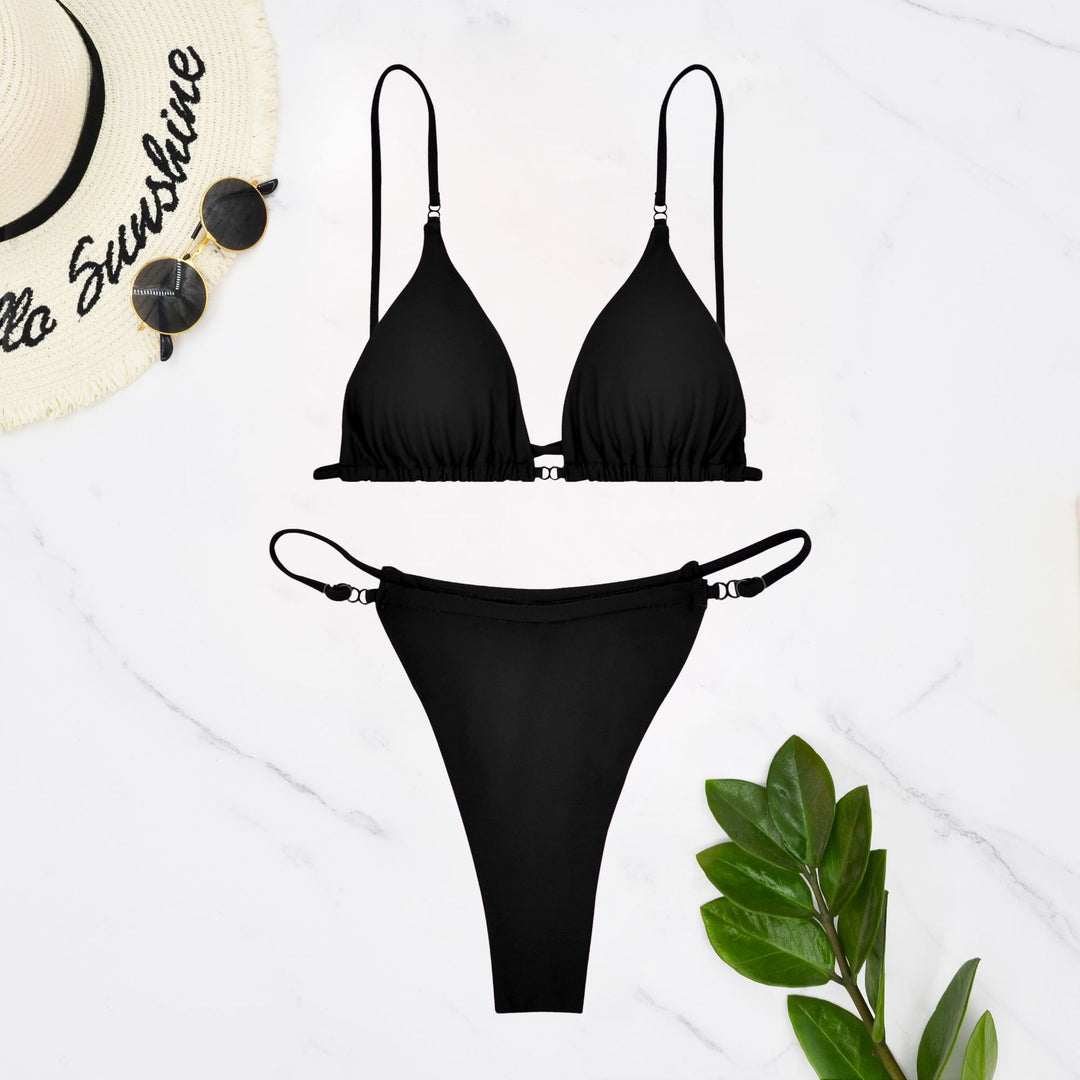 Dame Triangel-Bikini-Sæt med raffinerede ringe og justerbare stropper Stilla