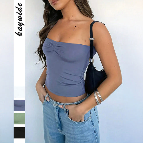 Dame Bustier-top med asymmetrisk snit og raffinerede ruffle-detaljer Stilla