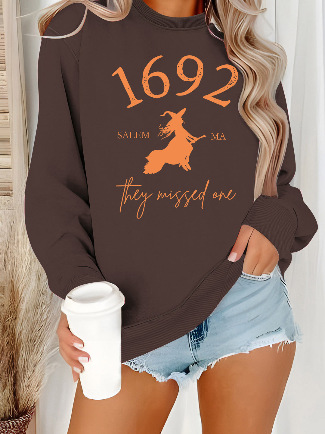 Kvinders sweatshirt med kreativ heksedesign og behagelig pasform Stilla