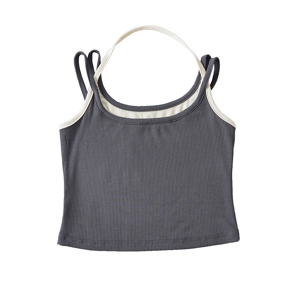 Damer sporty cropped top med raffinerede stropdesigns og elastisk stof Stilla