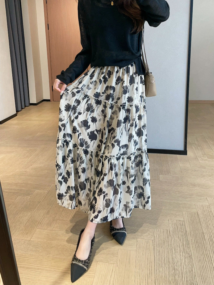 Dame Maxi-nederdel med Floral-mønster Stilla