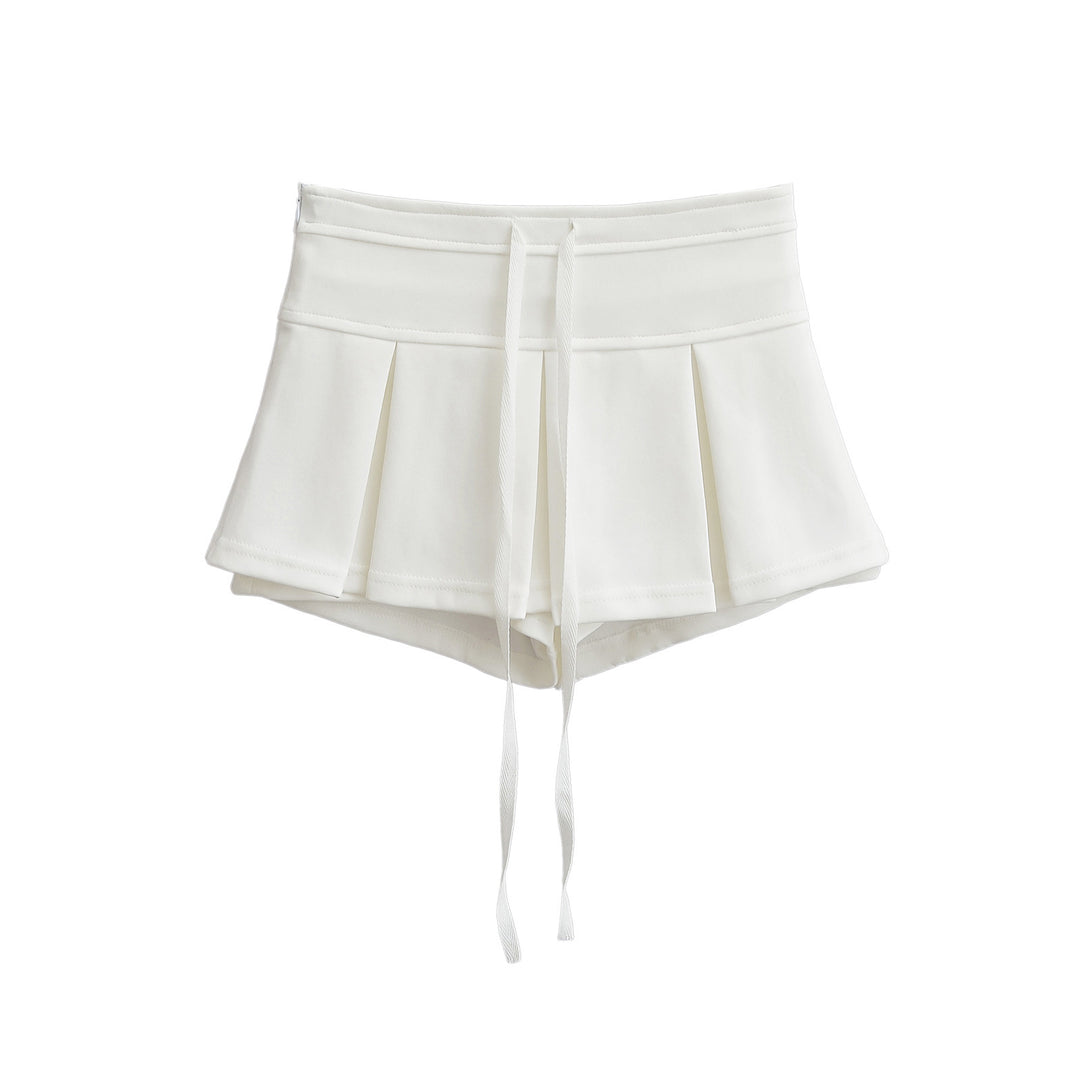 Dame sporty plisserede shorts med justerbar snor og elastisk talje Stilla