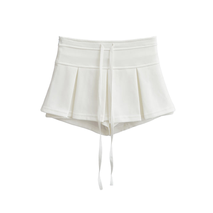 Dame sporty plisserede shorts med justerbar snor og elastisk talje Stilla