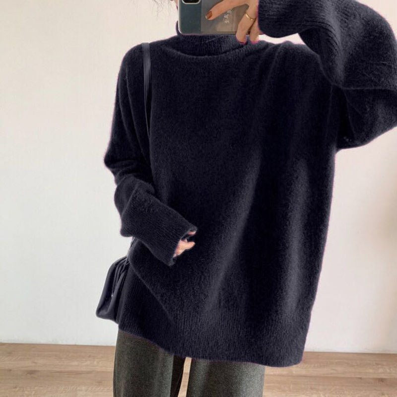 Femme Cozy Oversized Halsbånd Pullover Sweater Stilla