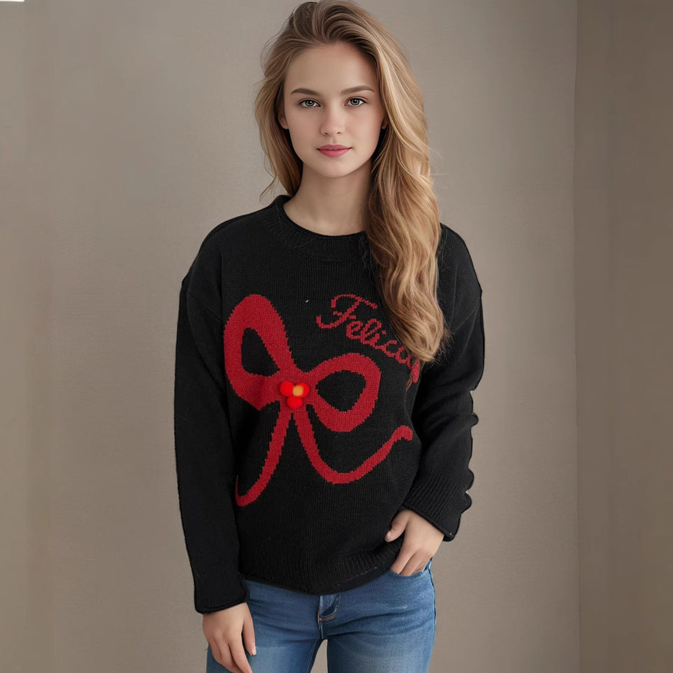 Kvinders afslappede sweater med legende sløjfe motiv og blødt materiale Stilla