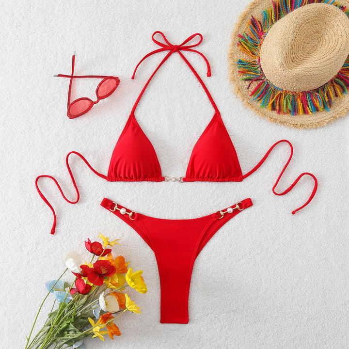 Dame Triangel-Bikini med elegant guldaccent Skovae