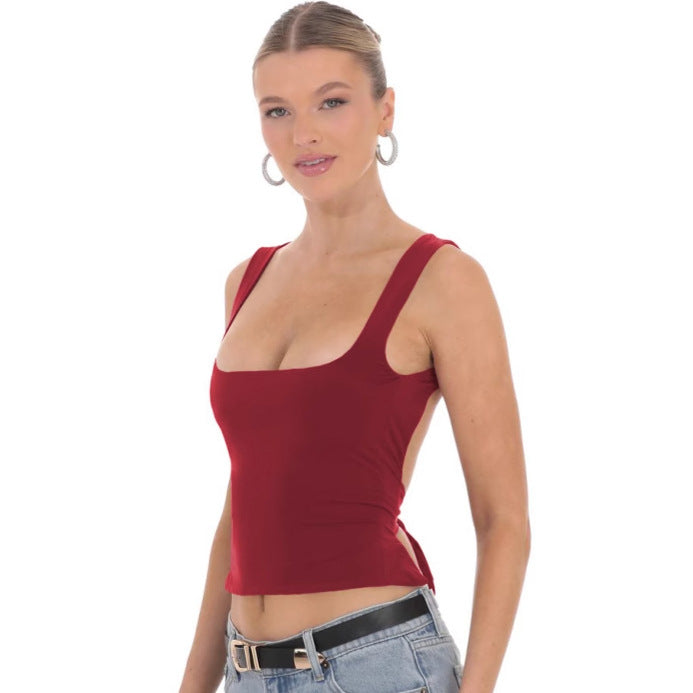Dame moderne Crop-Top med firkantet udskæring og brede stropper Stilla
