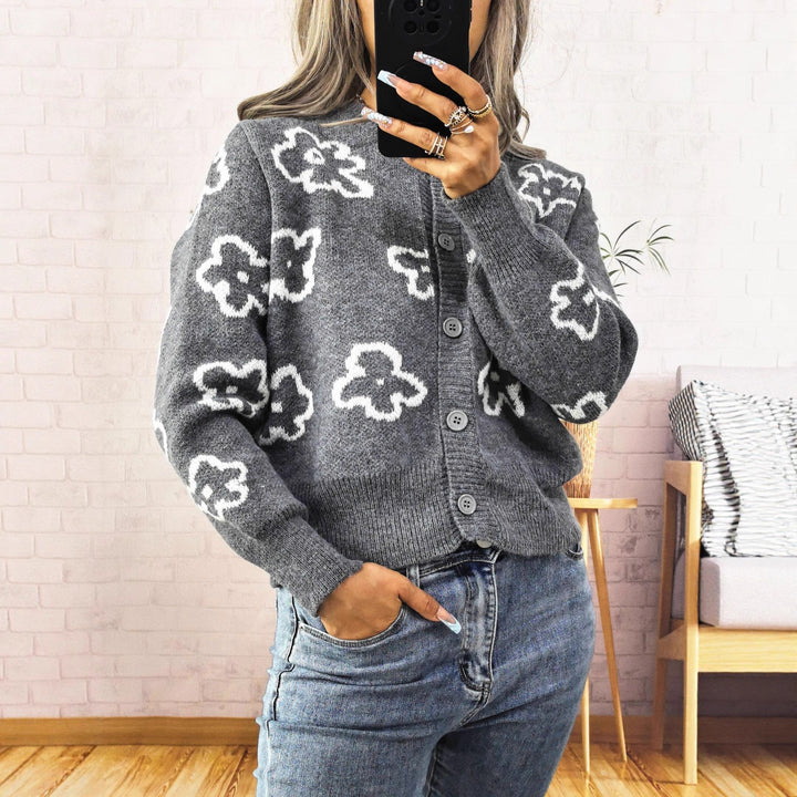Damer komfortabel cardigan med blomsterdesign Stilla