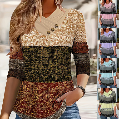 Dame sweater med asymmetrisk krave og knapdetaljer Stilla