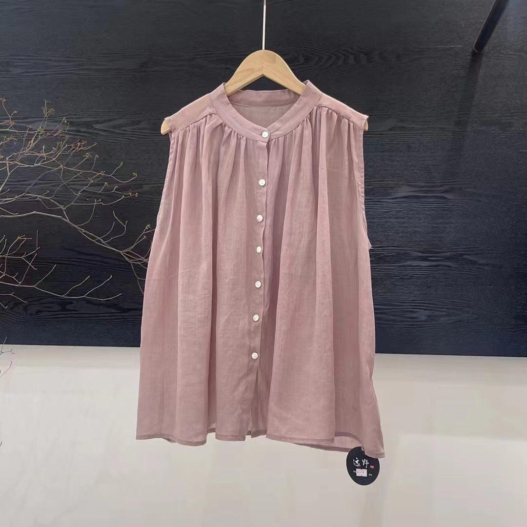 Femme Let Button-Up Bluse med Flydende Ærmer Stilla
