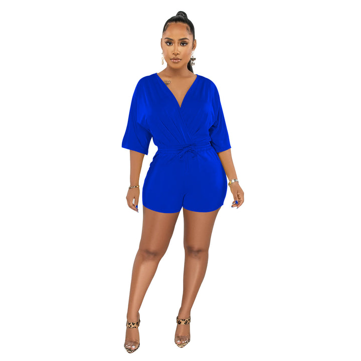 Dame Elegant Playsuit med indpaknings-look og afslappet ribkant Stilla