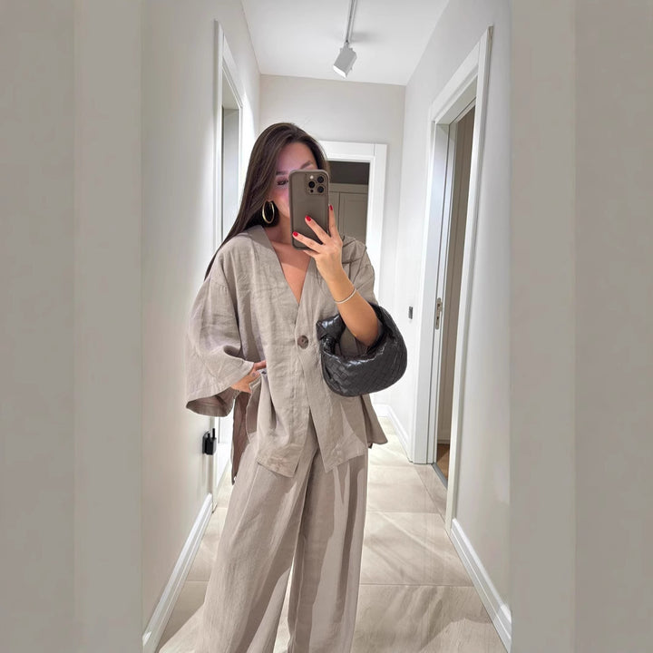 Dame afslappet jumpsuit med bredt ben og elegant snit Stilla