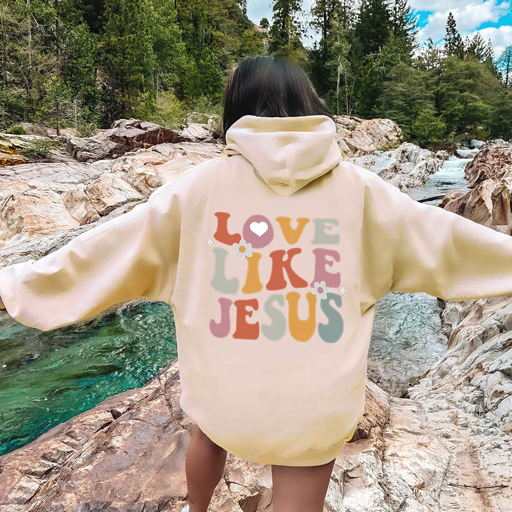 Kvindernes hyggelige hoodie med inspirerende print Skovae