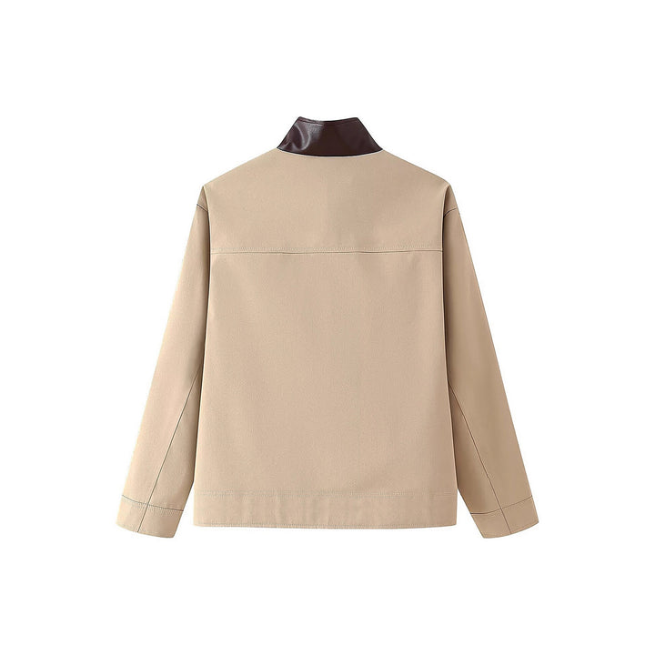 Kvindernes trendy oversized jakke med ternet for og høj krave Stilla