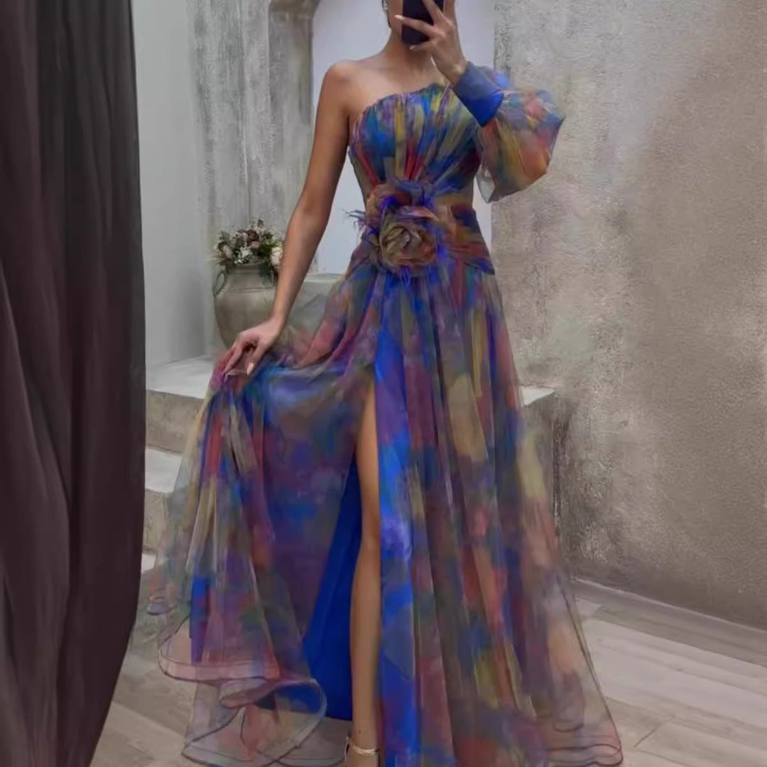 Stilla | Luksuriøs Dame Floral Split Maxi Kjole
