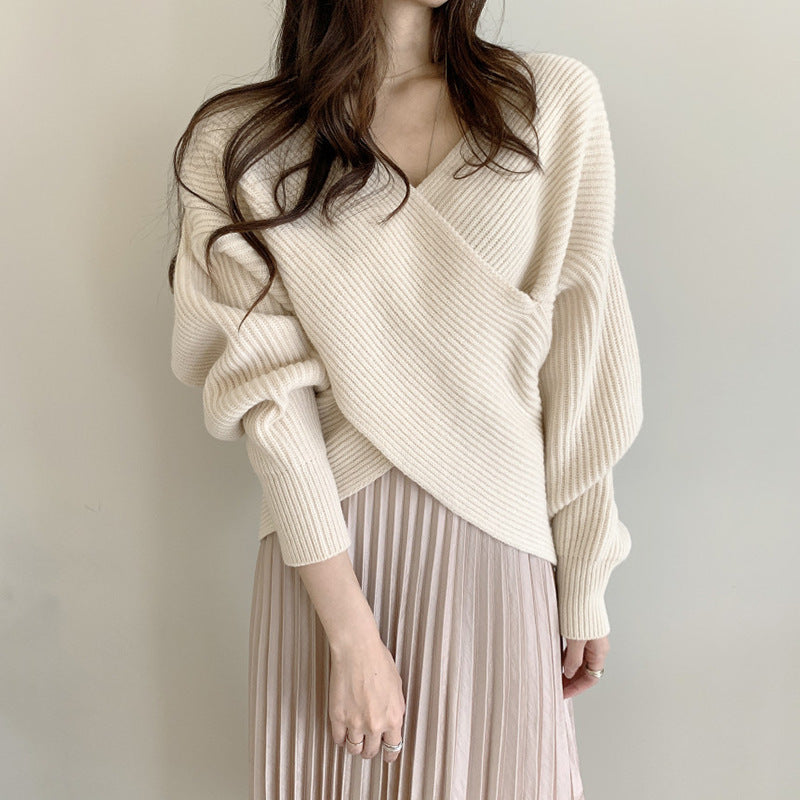 Kvinders omslagsweater med moderne tekstureret design Stilla