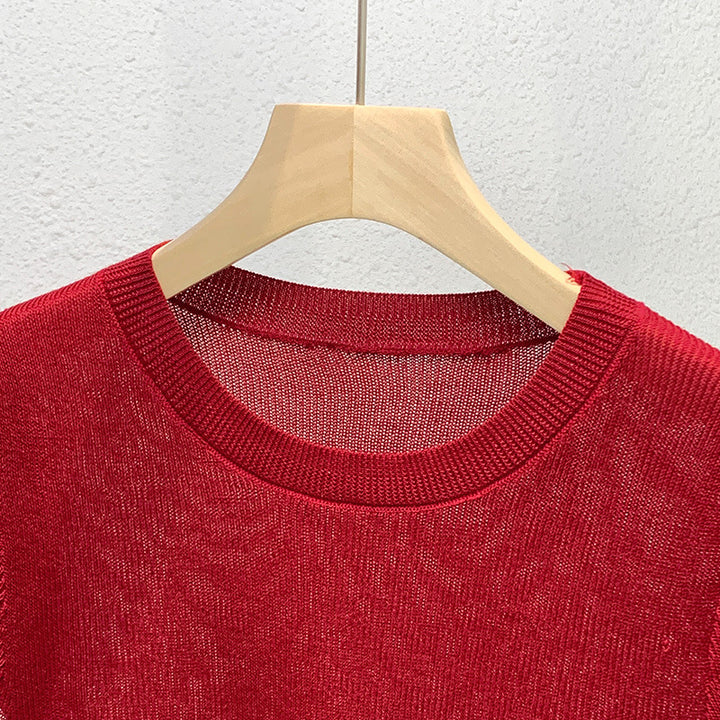 Dame afslappet kortærmet t-shirt med høj kvalitet tekstur og moderne rund halsudskæring Stilla