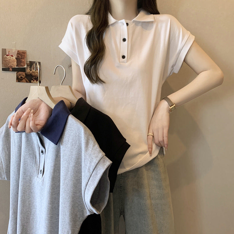 Dame Casual Polo-Shirt med kontrastkrave Stilla