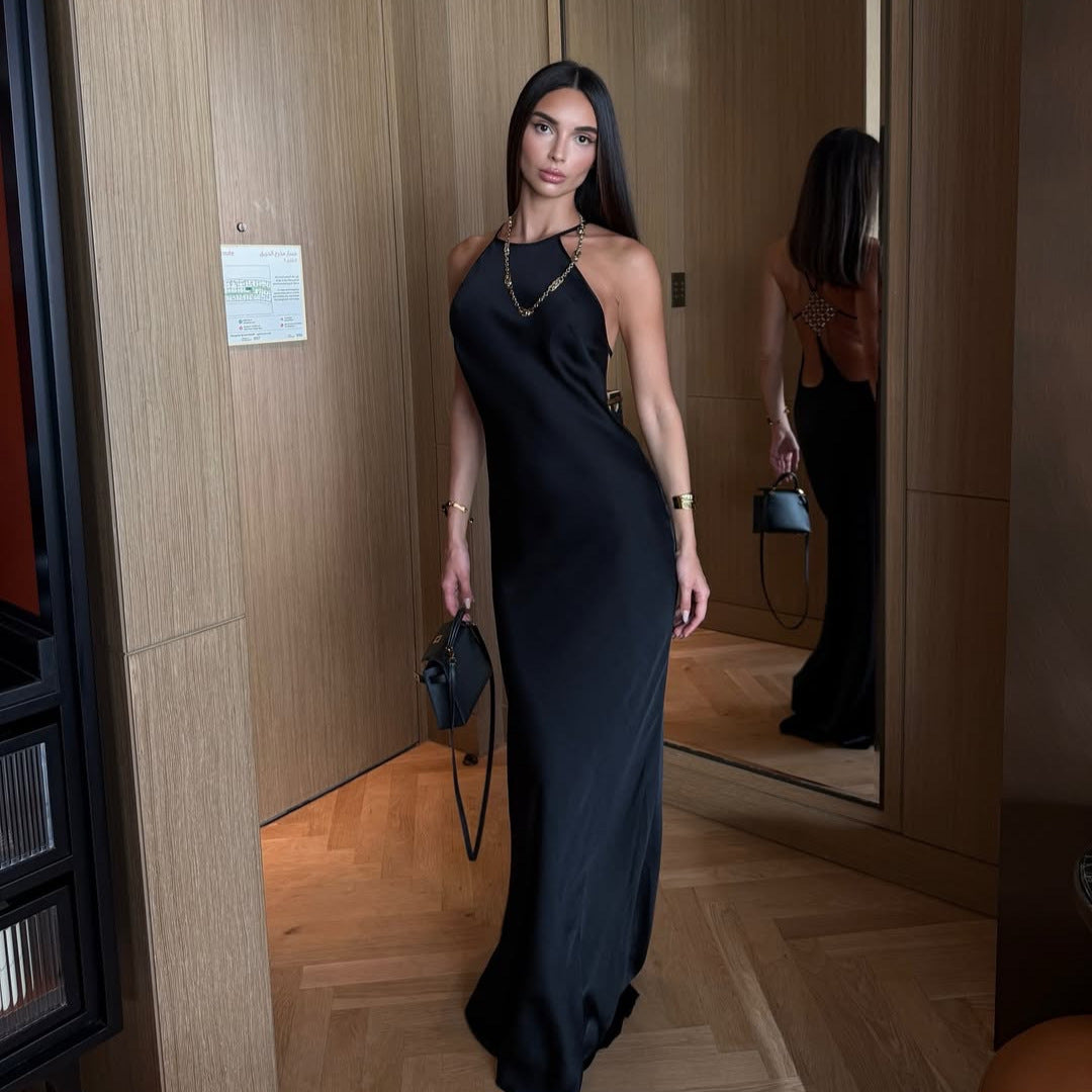 Dame Elegant aftenkjole med dyb rygudskæring og fine stropdetaljer Skovae