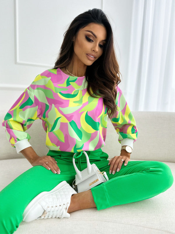 Dame sweatshirt med farverigt blomster mønster Stilla