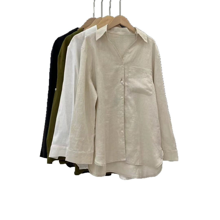 Femme Linned Langærmet Button-Up Skjorte Stilla