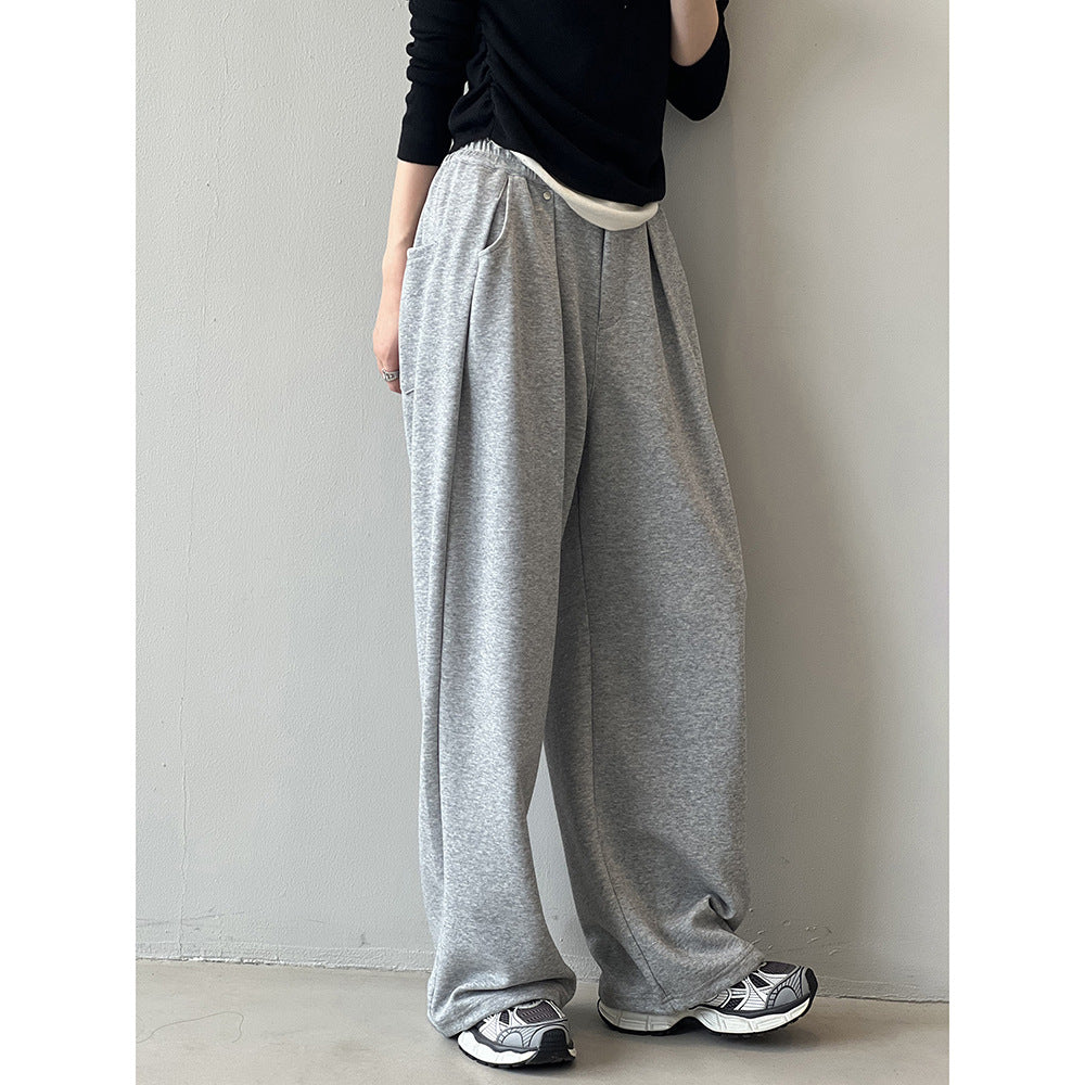 Dame elegante high-waist bukser med elastisk talje og sidelommer Stilla