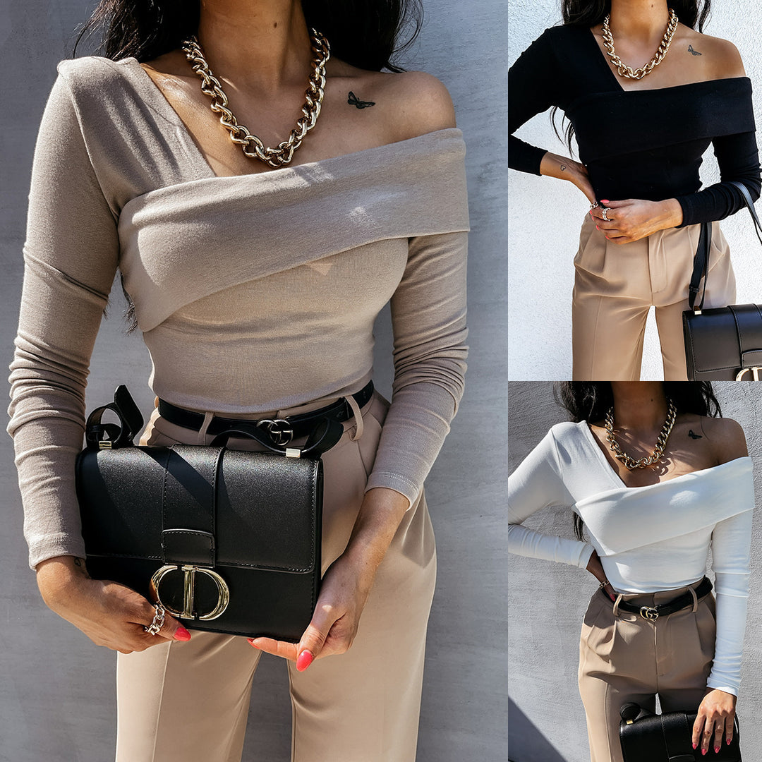 Dame Off-Shoulder Elegant Langærmet Top Stilla
