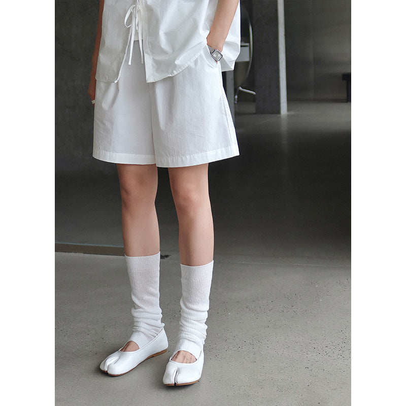 Dame elegante kort shorts med elastisk talje og sidelommer Stilla